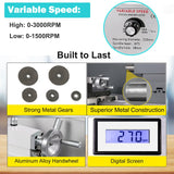 Mini Lathe Machine, 8.7"x 29.5" Mini Metal Lathe with 1100W Brushless Motor, 0-3000 RPM Variable Speed Benchtop Lathe, Mini Torno Para Metal with LED Screen, 3-Jaw Chuck SHENGJINSH