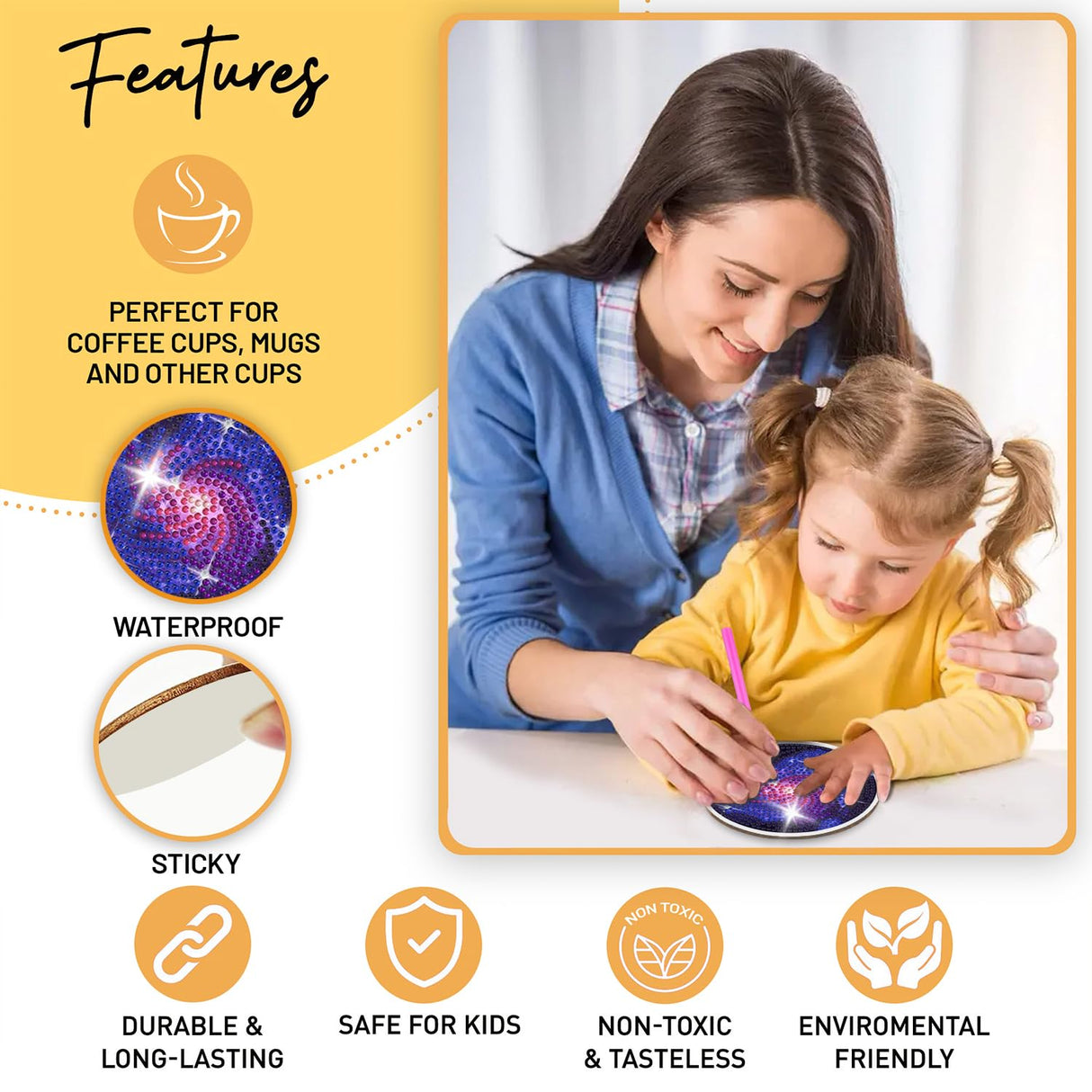 8 pcs Diamond Painting Coasters | Diamond Art Coasters | Galaxy and Nebula Diamond Art Painting | Perfect Art Craft Gift for Galaxy Lover, Dad, Mom, Grandparents, Brother, Sister. LGANHAPY