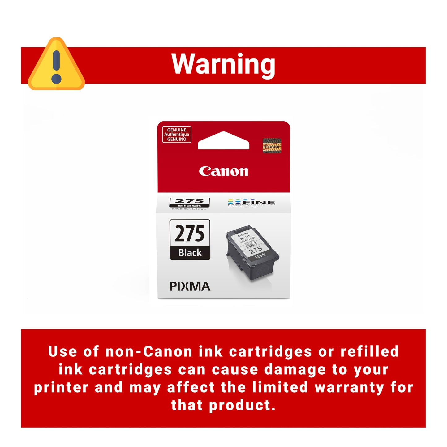 Canon PG-275 Genuine Black Ink Cartridge, Compatible with TS3520/3522, TR4720/4722, TS3720/3722