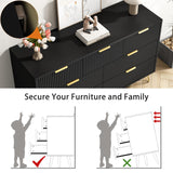 LYNSOM Dresser for Bedroom, Modern 7 Drawer Black Dresser with Metal Handles and Wide Drawer, Wood Chest of Drawers for Living Room LYNSOM