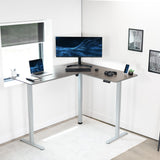 VIVO Electric Height Adjustable 63 x 55 inch Corner Stand Up Desk, Gray Table Top, Gray Frame, L-Shaped Standing Workstation, 3CT Series, DESK-E3CTGG VIVO