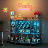 Zarler Bar Table Cabinet, Home Mini Bar Cabinet for Liquor, Metal Wine Bar Stand with 4-Tier Storage, Easy to Assemble, Light Grey Zarler