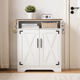 HOOBRO Shoe Cabinet, Farmhouse Shoe Storage Cabinet, Shoe Organizer Cabinet with Hooks and Adjustable Shelves, Shoe Cabinet Storage for Entryway, Living Room, White and Walnut WH16SC01 HOOBRO