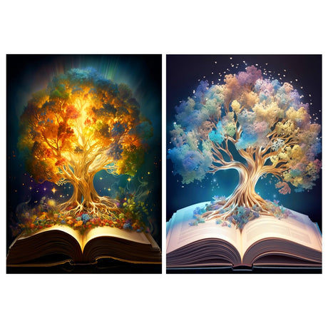 YOYA 2 Pack Tree of Life Diamond Art Painting Kits, 5D Tree of Life Diamond Painting Kits, Full Drill Diamond Dots Paintings for Home Wall Decor 12 x 16 Inch YOYA