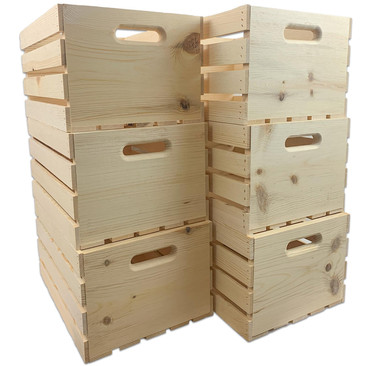 Wilson Large Wooden Pine Crate for Storage and Decoration at Home, Office, Kitchen, Bedroom, and Retail (12.5"x9.625"x17.875") (Set of 6) (6) Wilson