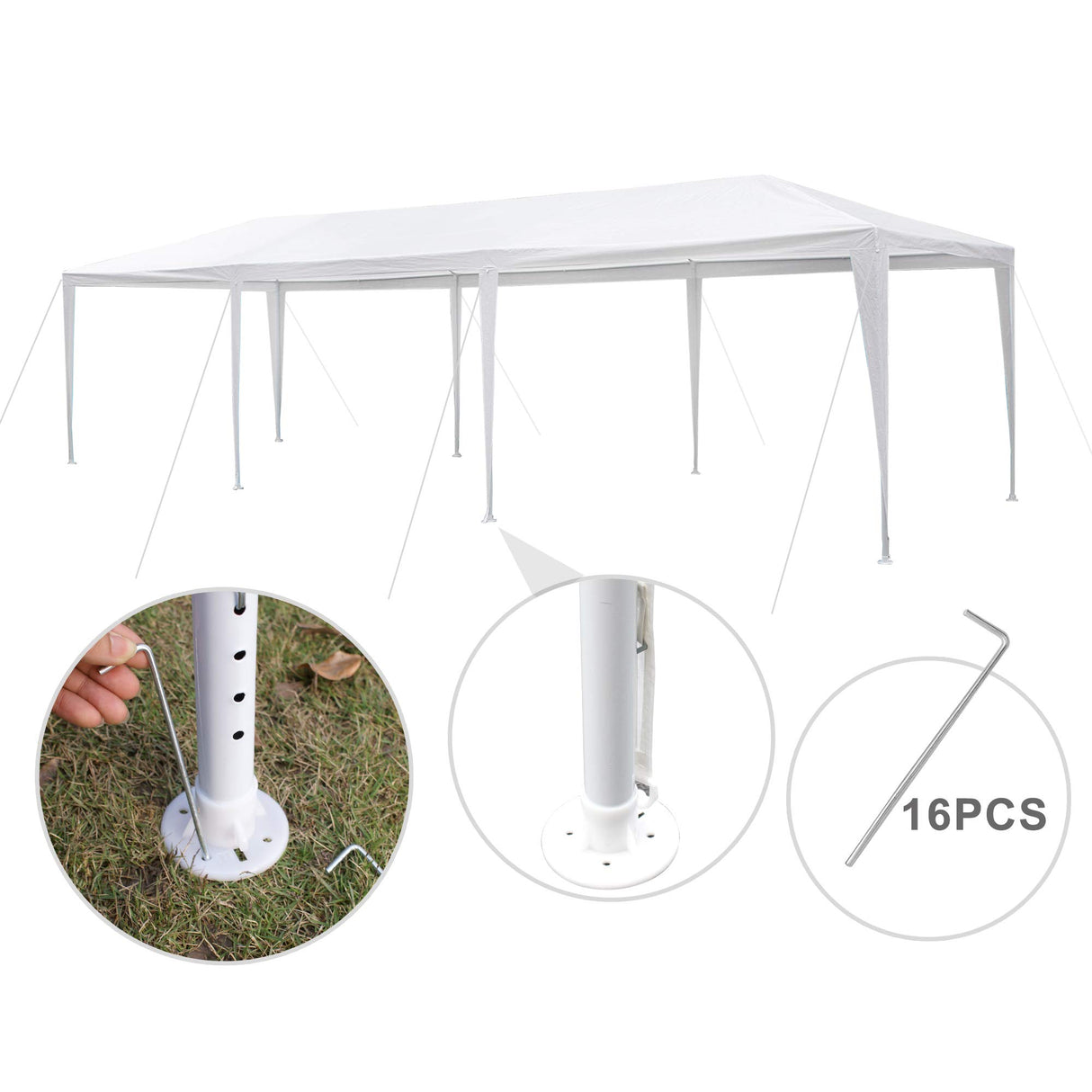 Smartxchoices 10' x 30' Outdoor White Waterproof Gazebo Canopy Tent with Removable Sidewalls and Windows Tent for Party Wedding Events Beach BBQ Smartxchoices