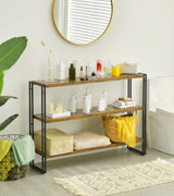 Rustic Wood and Metal 3-Tier Industrial Bookshelf – Perfect for Home Office, Bedroom, Kitchen, or Bathroom (47in) HCHQHS