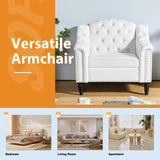 SUJOUCRAFT Chesterfield Camelback Chair & Loveseat, Living Room Soft Fabric Sofa Couch Set, Mid-Century Elegant Sectional Couches with Deep Seat Tufted Backrest (Velvet-Camelback-1+2, White) SUJOUCRAFT