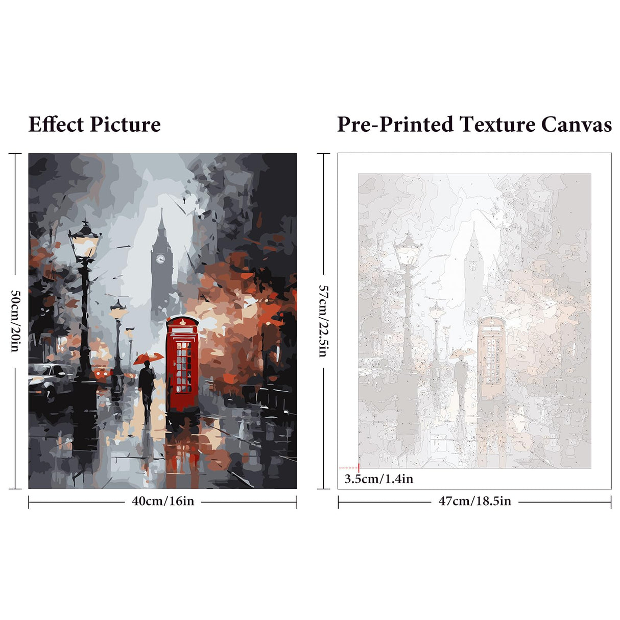 Paint by Numbers Kit for Adults Beginner, London City View Street Scenery Adult Paint by Number Kits on Canvas without Frame, Big Ben Acrylic Oil Paint by Numbers for Home Decor Gift 16” W x 20”L Fountor