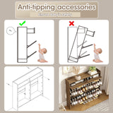 WINWY Rattan Shoe Storage Cabinet with 4 Flip Drawers & 2 Drawers, Freestanding Organizer for Front Door Entrance, Hidden Narrow Shoe Rack Cabinet Storage for Entryway, Rustic Oak Rattan WINWY