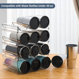 Plastic Water Bottle Organizer and Wine Rack Storage Holder,4 Tier 12 Containers Stackable Free-Standing Bottle Storage Rack for Kitchen Countertops, Table Top, Pantry, Bars, Cabinets, Fridge - Clear Benaep