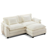 URRED Cloud Couch Modular Sectional Sofa, 82.6" Modern L Shaped Deep Seat Sofa with Ottoman & Pillows, Ultra Comfy Chenille Couches for Living Room, Bedroom or Apartment, White URRED