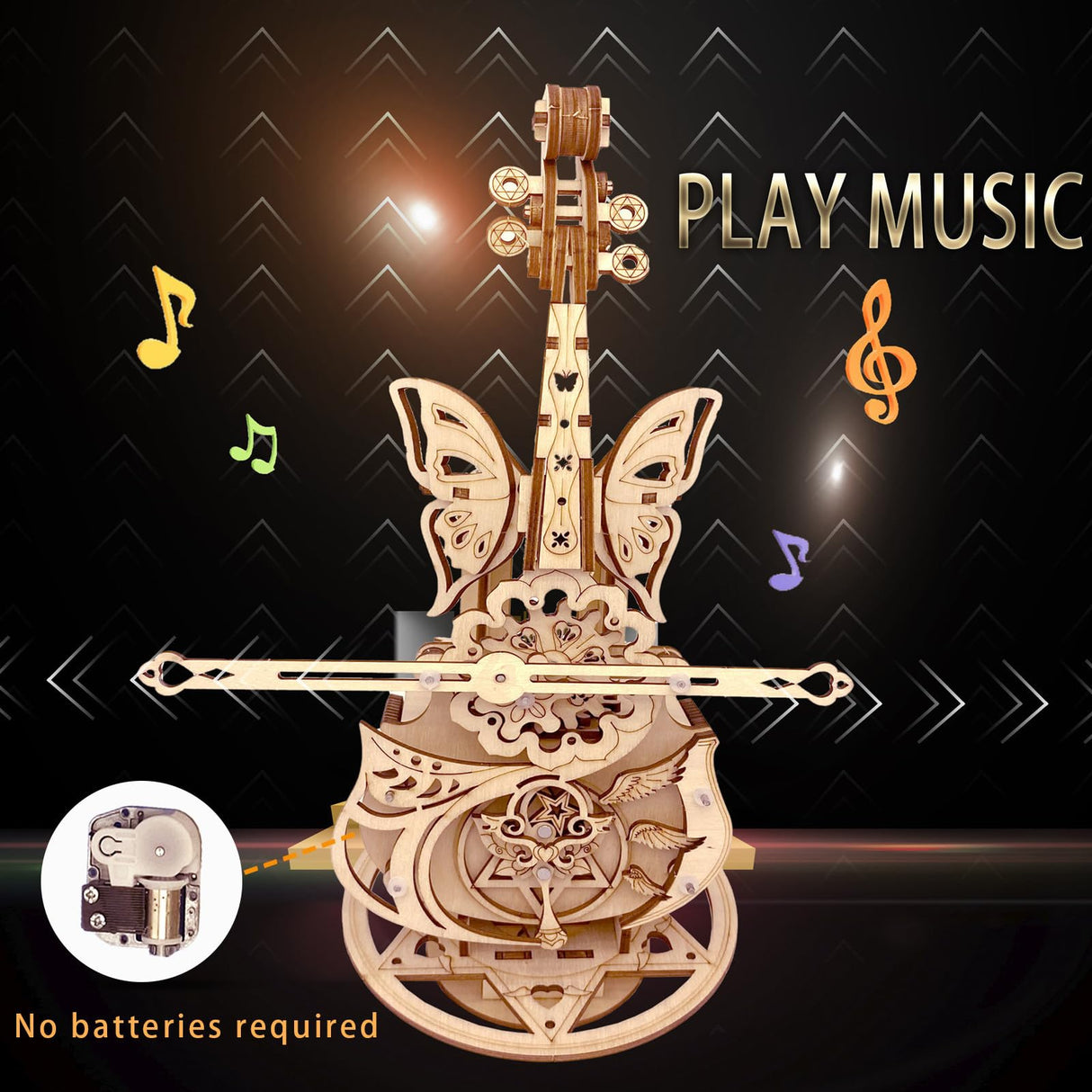 3D Puzzle Wooden Model Kits for Adults - DIY Cello Music Box Mechanical Jigsaw Puzzles Construction Craft Kits for Age 14+ Years Old auryee