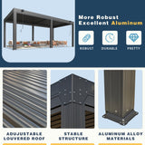 YOLENY 10x20ft Louvered Pergola, Outdoor Pergola with Adjustable Rainproof Roof, Aluminum Gazebo with 6 Panels Pull-Down Screen for Patio, Lawn, Garden, Backyard, Deck, Dark Gray YOLENY