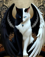 5D Diamond Painting Kits for Adults, Winged Cat Diamond Art Kits for Adults Beginner, DIY Full Drill Diamond Dot Gem Painting for Home Wall Decor 12x16inch BYGFHLYW