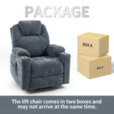 Trustyue Upgraded Power Lift Recliner Chair with Massage & Heat, Premium Motor, Max 155° Reclining, Standing Assistance for Elderly, USB Ports, Stainless Steel Cup Holders, Chenille Blue Trustyue