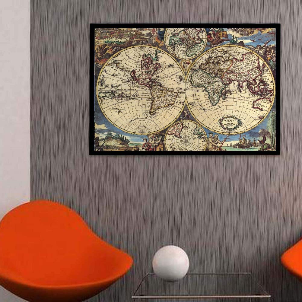 Queenie® Creative 1000 Piece Ancient Map World Globe Earth Planet Abstract Art Picture Christmas Birthday DIY Gifts Wooden Jigsaw Puzzles, Finish Size 30x20 inches Queenie
