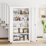 SUNCROWN Metal Storage Cabinets with Lock, Tool Cabinet, 72" Locking Steel Storage, Tall Locker Organizer Garage Cabinets with 2 Doors and 4 Shelves for Home,Office,Warehouse,Garage,School(White) SUNCROWN