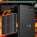 GHJGAGE 43.5" Tall Fireproof Wall Safe Between Stud, Heavy Duty Flush In Wall Safe With Digital Keypad & Removable Shelf, Hidden Gun Safe, Security Home Wall Safes For Storage Firearms Money Medicine GHJGAGE