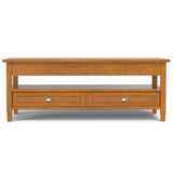 SIMPLIHOME Warm Shaker SOLID WOOD Wide Rectangle Transitional Lift Top Coffee Table for The Living Family Room, 48 inch, Light Golden Brown SIMPLIHOME