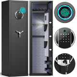 Omethey Fireproof Gun Safe, 5 Gun Heavy Biometric Fingerprint Rifle Safe, Gun Safes for Home Rifle and Pistols with LCD Screen Keypad and Silent Mode, 3 Adjustable Gun Slots Omethey