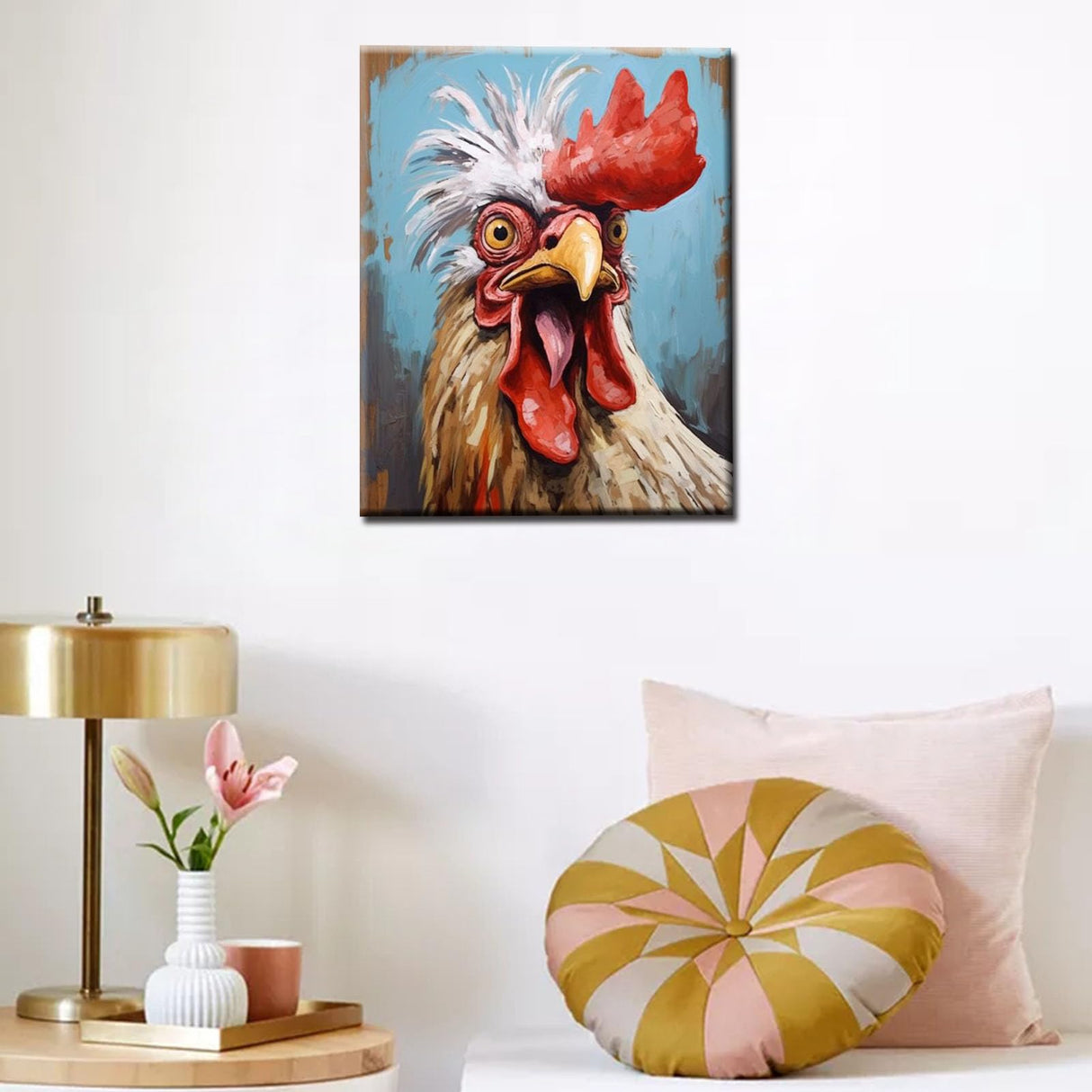 Tucocoo Farm Animal Paint by Bumbers for Adults Framhouse Chicken DIY Paint by Numbers Acrylic Paint Canvas Kitchen Decor Funny Rooster Painting Kits Framhouse Art 16x20 Inch （Without Frame ） Tucocoo