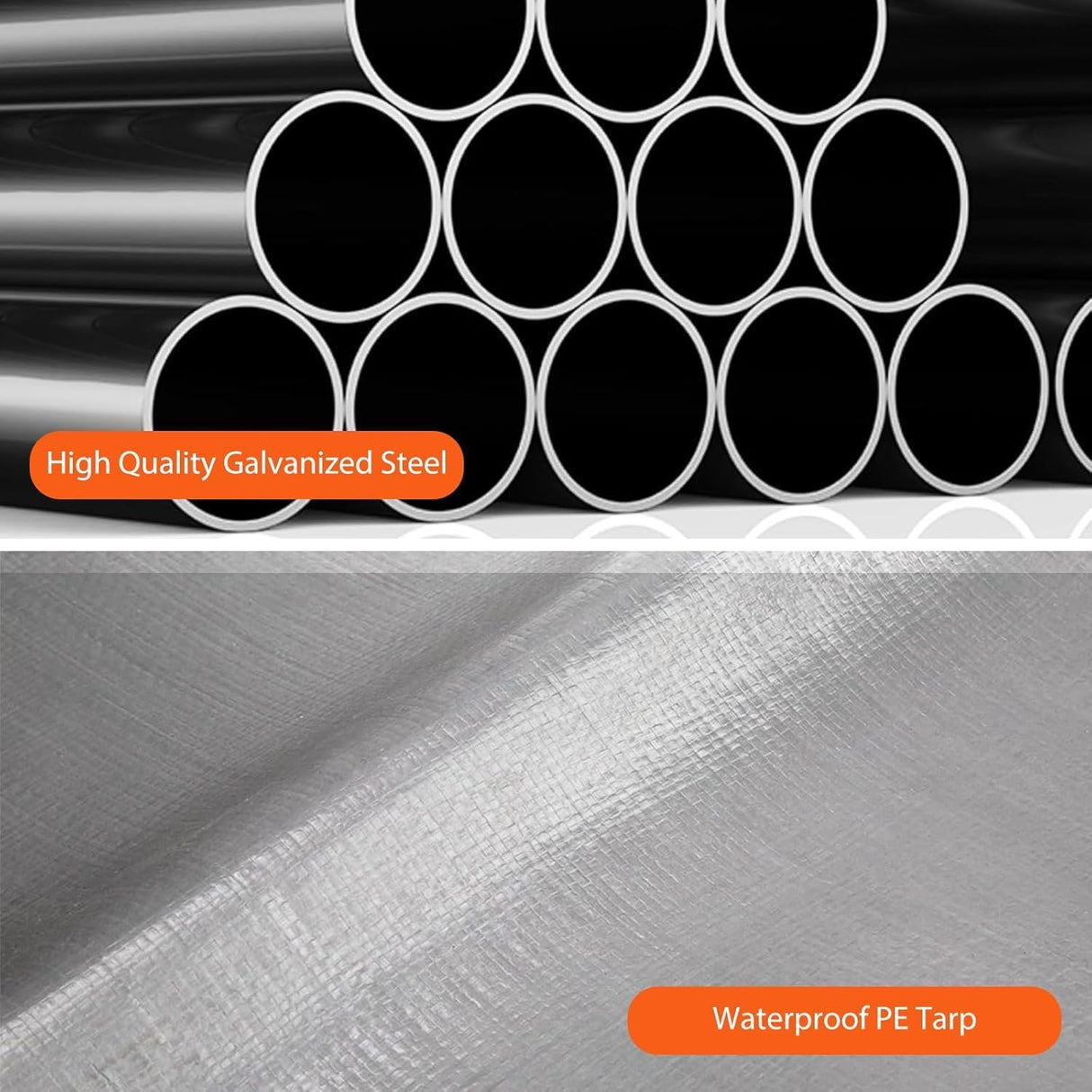 Klysiora 13x20 Ft. Metal Carport Garage with PE Fabric and Galvanized Steel Frame Outdoor Shelter for Cars, Trucks and Boats with 4 Doors and Mesh Windows for Ventilation - Grey Klysiora