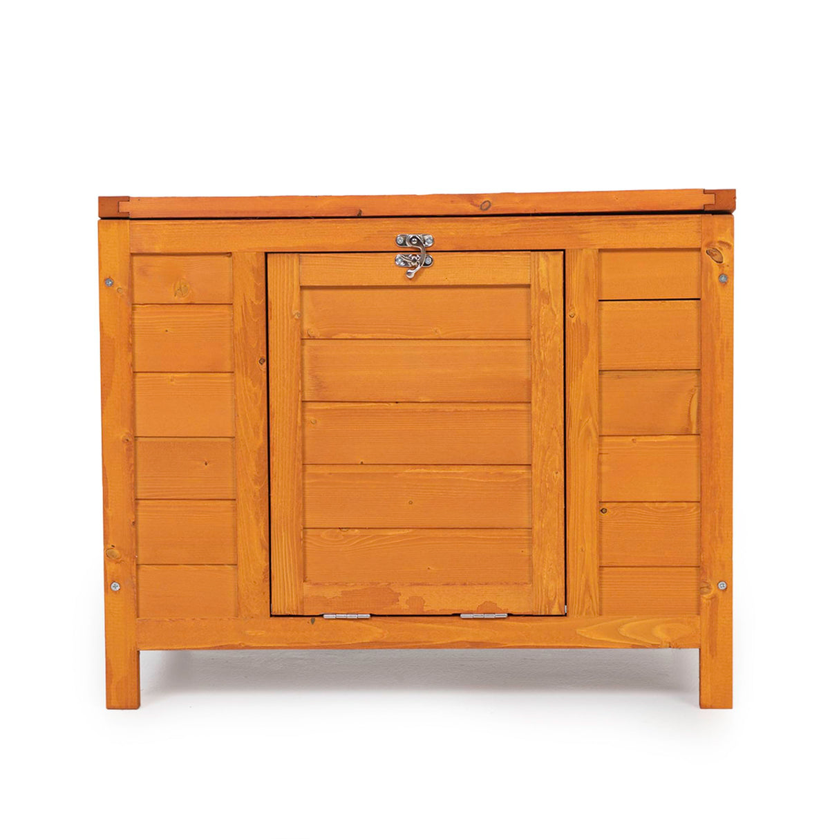 Small Wood Rabbit Hutch Bunny Cage, Raised Cat House with Ladder for Small Animals, Orange ANNECOSK