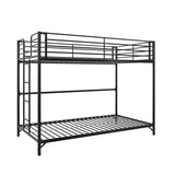 DHP Daven Easy Assembly Metal Bunk Bed for Kids, Teens and Adults, with Ladder, High Guardrail, Metal Slats, Smooth Rounded Edges, No Boxspring Required, Twin-Over-Twin, Black DHP