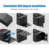 HHSOET Rotating Mountable Power Strip, 12 Outlet Wall Mount Surge Protector, Metal Heavy Duty and Versatile Outlet Strip, Stylish Appearance, Sturdy and Durable, 6ft Power Cord.(Black) HHSOET