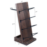 Rustic State Rueda Tabletop Wine Rack for 4 Bottles with 2 Stemware Glass Holder and Cork Storage Countertop Tray Freestanding Bar Organizer, Walnut Rustic State