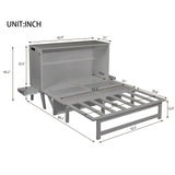 KEIKI Queen Size Murphy Bed with USB Port and Removable Shelves on Each Side, Solid Pine Murphy Cabinet Bed for Home Office, Guest Room,Grey KEIKI