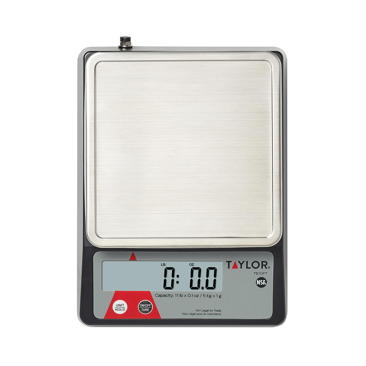 Taylor TE10FT 11-Pound Commercial Digital Portion Control Scale, 11 lb (5 kg) in 0.1 oz (1 g) Food and Cooking Scale, Tare and Hold Function, NSF, Stainless Steel Platform Taylor