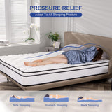 Queen Mattress, 10 inch Queen Size Mattress Hybrid in A Box, Bonnell Coil Queen Size Mattress Medium Soft Feel with High Density Foam for Pressure Relief REGOSS