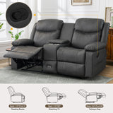 B BAIJIAWEI Loveseat Recliner, Reclining Sofa with Console, Double Reclining Couch, 2 Seater Manual Massage Couch for Living Room, Office, Home Theater(PU-Grey) B BAIJIAWEI