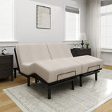 FLEXISPOT Adjustable Bed Frame Base Split King,Segmented Design,Easy Assemble,Oxford Fabric Bedspread,Wired Remote,Whisper Quiet Durable Motor,Mattress Holder. FLEXISPOT