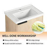 20" Bathroom Vanity with Sink, 20 Inch Floating Bathroom Vanity for Small Space, Single Sink Bathroom Vanity Combo, Modern Bathroom Vanity, Brown Wall Mounted Cabinet Set Mocoastn