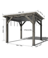 DEXSO 10'X 10' Cedar Wood Pergola with Solid Structure, Retractable Shade Canopy, Durable, Rot Resistant, Patio Pergola for Backyard, Deck, Garden, Outdoor Entertaining DEXSO