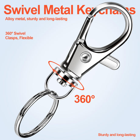 LEOBRO 60PCS Metal Swivel Snap Hooks and Key Rings, 30PCS Small Lobster Claw Keychains Clasps and 30PCS Key Chain Ring for Keychain Clip, Key, Jewelry Making, Art Crafts, Silver LEOBRO