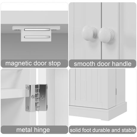 HOME BI 64" Kitchen Pantry Cabinet, Tall Freestanding Pantry with Glass Doors,Wooden Food Pantry Storage Cabinet for Home Kitchen, Dining Room, Living Room, White HOME BI