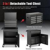 Goplus Rolling Tool Chest, 5 Drawers Tool Storage Cabinet with Universal Lockable Wheels, Detachable Top Toolbox, Lock Bar, Protective Liner, Heavy Duty Metal Tool Cart, Tool Box for Workshop Garage Goplus