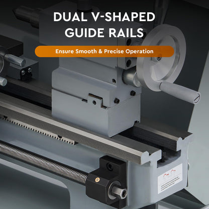 CREWORKS Mini Metal Lathe, 8" x 16" Benchtop Metal Lathe with 3 Jaw Chuck and 2500rpm Max. Spindle Speed, 750W Metalworking Machine with LCD Display, Metal Lathe Machine for Threading Turning Drilling