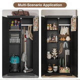 Befrases 72" H Black Farmhouse Storage Cabinet with Adjustable Shelves, Large Pantry Organize with 2 Barn Doors, Tall Freestanding Cabinet for Kitchen, Bathroom, Garage, Basement, Living, Utility Room Befrases