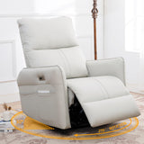 QKFF Power Swivel Rocker Recliner Chair for Nursery, Upholstered 270° Swivel Glider Rocker Chair with USB Ports, Small Power Recliners for Small Spaces Living Room (Light Grey) QKFF