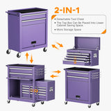 INTERGREAT Purple Tool Chest, 5-Drawer Rolling Tool Storage Cabinet with Detachable Top Tool Box, Tool Chest with Universal Lockable Wheels, Metal Tool Cart for Garage, Workshop, Barbershop INTERGREAT