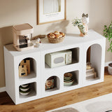 Tribesigns 59" White Console Table, Modern Entryway Table, Wooden Storage Organizer Entrance Table with 6 Compartments, Long Sofa Table, Behind Couch Table with Storage for Living Room, Hallway, Foyer Tribesigns