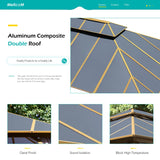 MELLCOM 12x14FT Hardtop Gazebo,Wooden Finish Coated Aluminum Patio Gazebo with Aluminum Composite Double Roof for Patio Lawn and Garden, Curtains and Netting Included MELLCOM