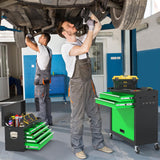 Granper 8 Drawer High Capacity Rolling Tool Chest, Metal Tool Box with Wheels and Drawers, Detachable Toolbox with Lock, Heavy Duty Tool Cabinet for Workshop, Warehouse and Garage (Black Green) Granper