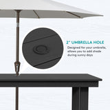 SERWALL Patio Dining Table Sets 5-Piece, Outdoor HDPE Dining Furniture Set with Umbrella Hole Cut-Out Table and 4 Chairs, All Weather Dining Set for Lawn, Garden, Backyard, Poolside, Black SERWALL