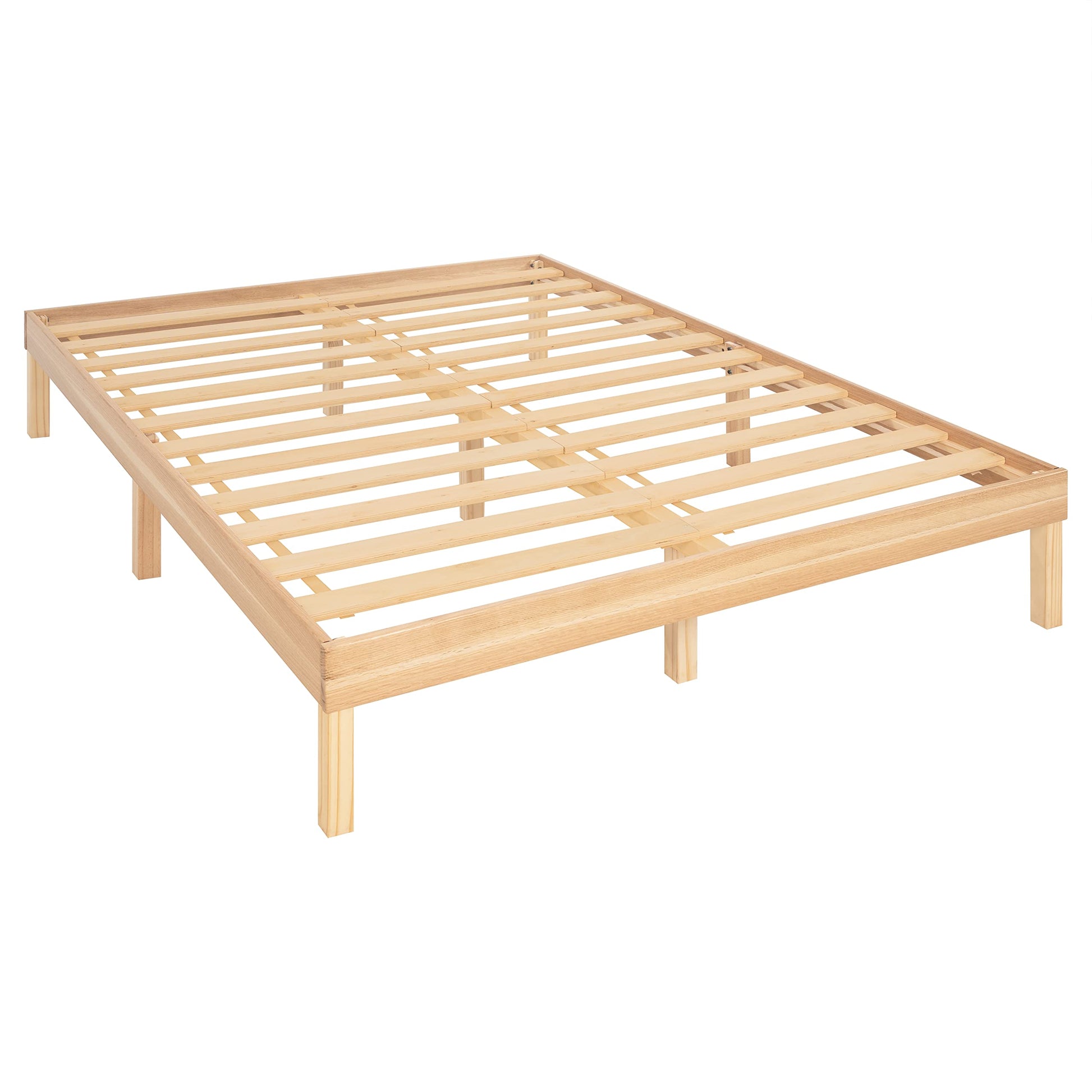 Naomi Home 14 Inch Pine Wood Queen Platform Bed Frame - Sturdy, No Squeak Design, No Box Spring Needed - WoodArtSupply